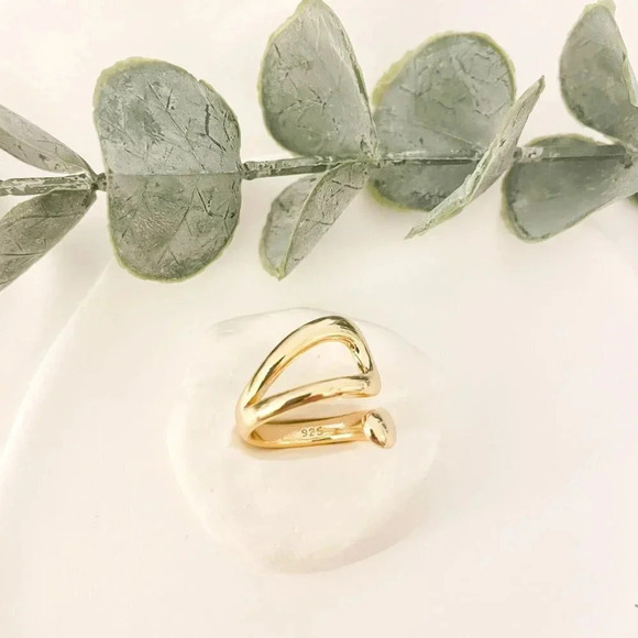 925 Sterling Silver Gold Chunky Bold Statement Ring Large  925 Sterling Silver Gold Chunky Bold Statement Ring Large Wrap Ring main image 0